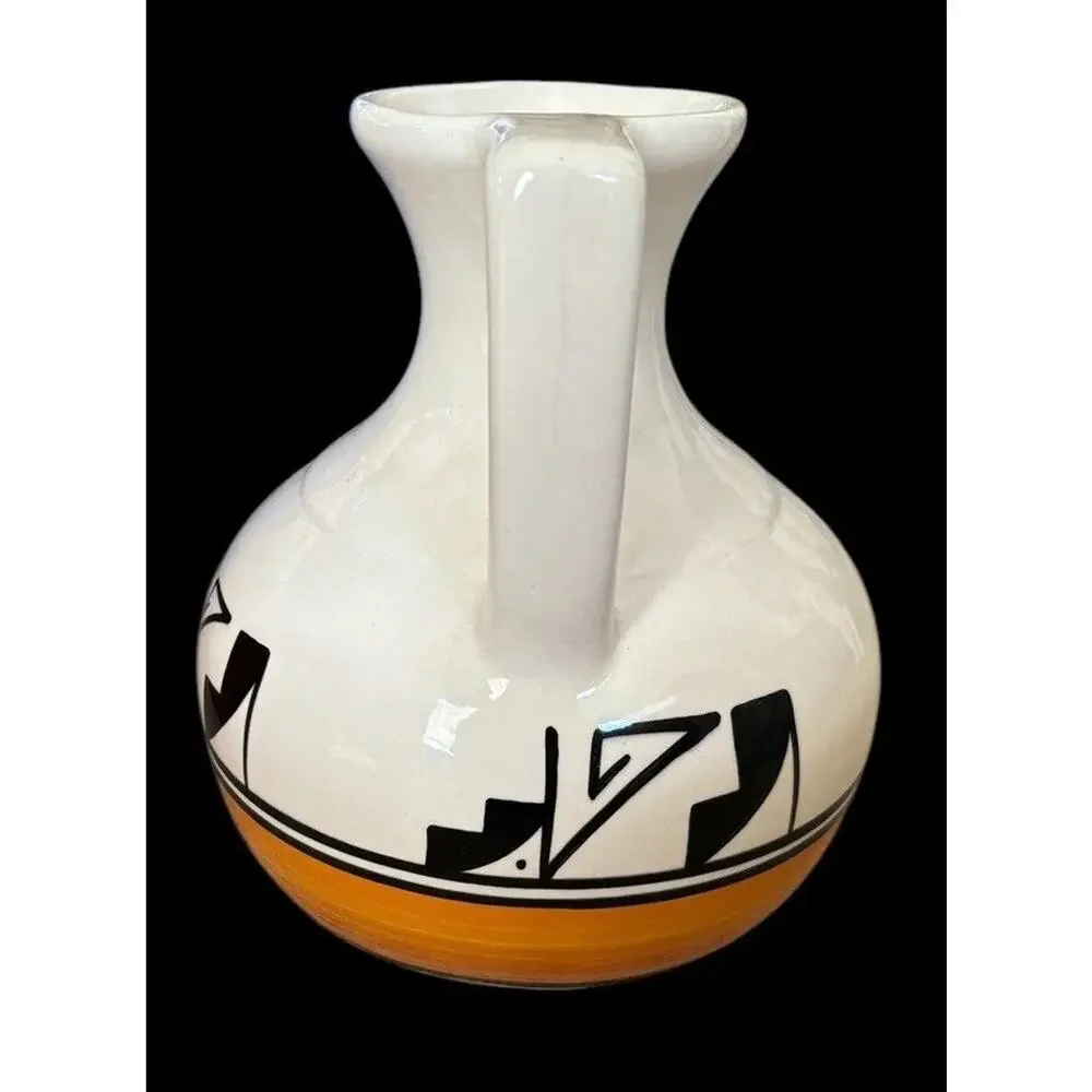 Native American Handmade Large Glazed Pottery Jug Vase Navajo ARTIST SIGNED